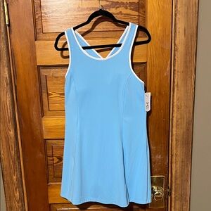 NWT EXERSION Tennis Dress Size M Blue Quick Dry Built In Bra Cups and Shorts